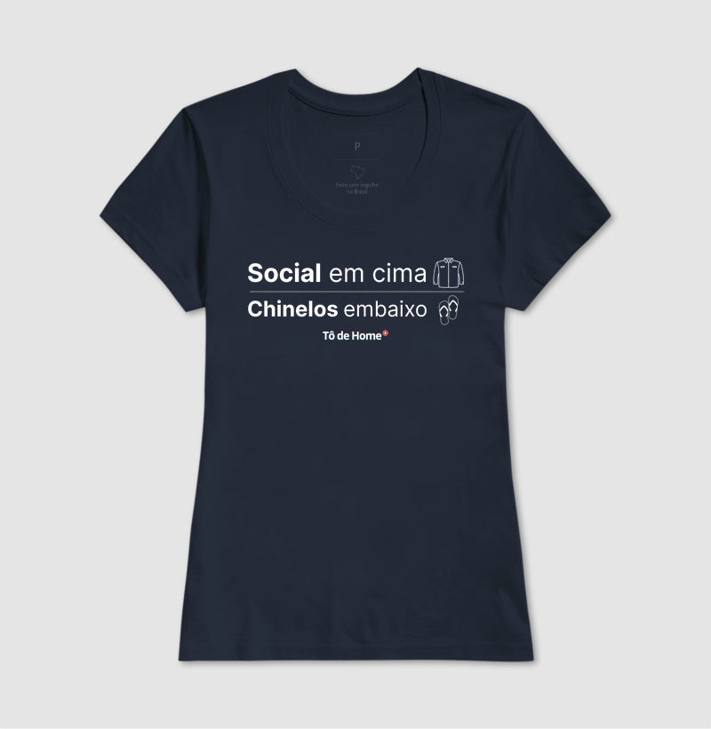 Social em cima, chinelos embaixo